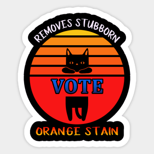 Retro Cat Vote Removes Stubborn Orange Stain Sticker